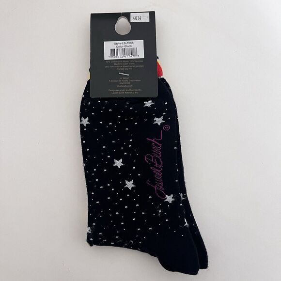 Laurel Burch Socks Black Mystic Moon Stars Trees Artist Sock Size 9-11 NEW - Picture 5 of 8